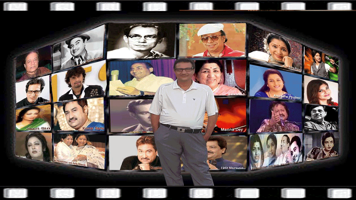 Feature postcard created by Sahar-TV Network showcasing a legendary playback singer within a professional recording studio environment, celebrating a lasting contribution to music, culture, and cinema.